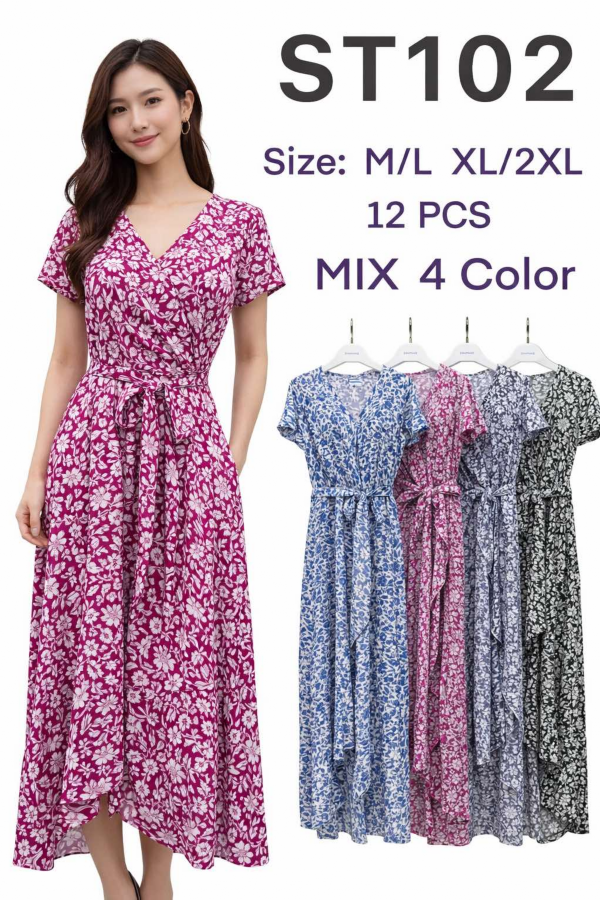 Sukienki damskie Roz M-2XL,  Mix Kolor .Paczka 12 szt 1